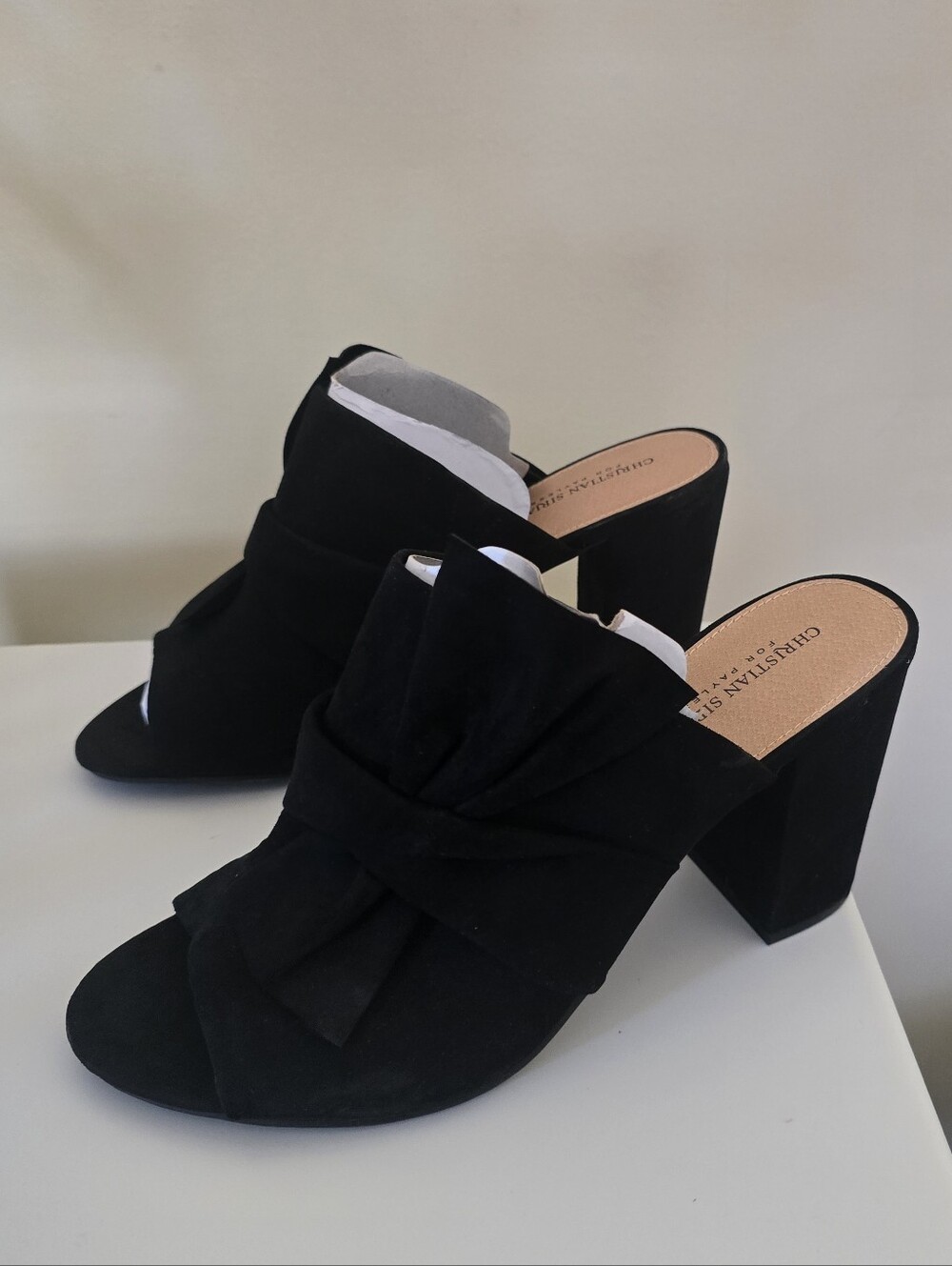 Christian Siriano Black Knot Slingback Heeled Sandals